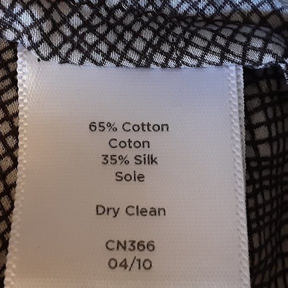 Talbot's Petite Cotton Silk Sleeveless Blouse Ruffle | Tan, Black, Brown | 12P - Picture 10 of 11